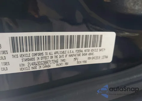 2011 Volkswagen Routan Se z USA, uszkodzony, nr VIN 2V4RW3DG3BR717246